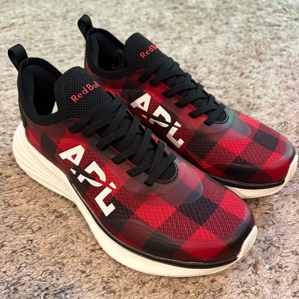 APL Oracle Red Bull Women's Red and Black Plaid Sneakers